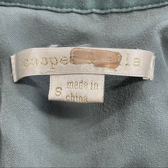 Cooper & Ella Esther Pocket Dress S Button Front Short Sleeve Popover Green - Picture 6 of 10